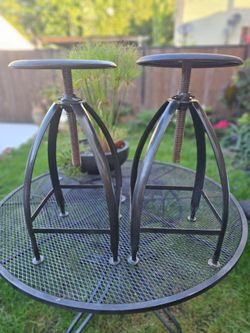 Industrial Fixed Metal Bar Stools – Set of 2