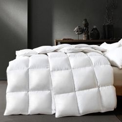 Feather Comforter, Filled with Feather and Down, California King Size Duvet Insert, White Premium Luxury Hotel Bedding Comforter, 100% Cotton Fabric w