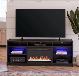 Fireplace TV Stand for TVs up to 75", Nightfall Oak