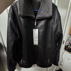 Men's XL American Breed Pleather Jacket-Black