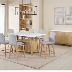 Mega Sale! 7 PCS Ronja Collection Counter Height table set- Natural color Now 1698.00 Free Delivery 🚚 