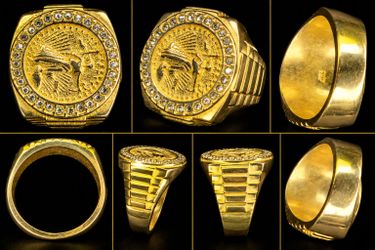 Men's Gold-Tone Statement Ring – Size 11