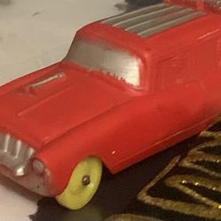 Vintage Rubber Toy Collectibles Red Airport Limousine Taxi With Big Yellow Wheels!