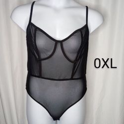 Black Sheer Bodysuit Plus Size (0XL) $5