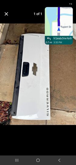 White chevy Silverado tailgate