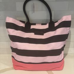 Victoria's Secret Striped Canvas Tote Bag