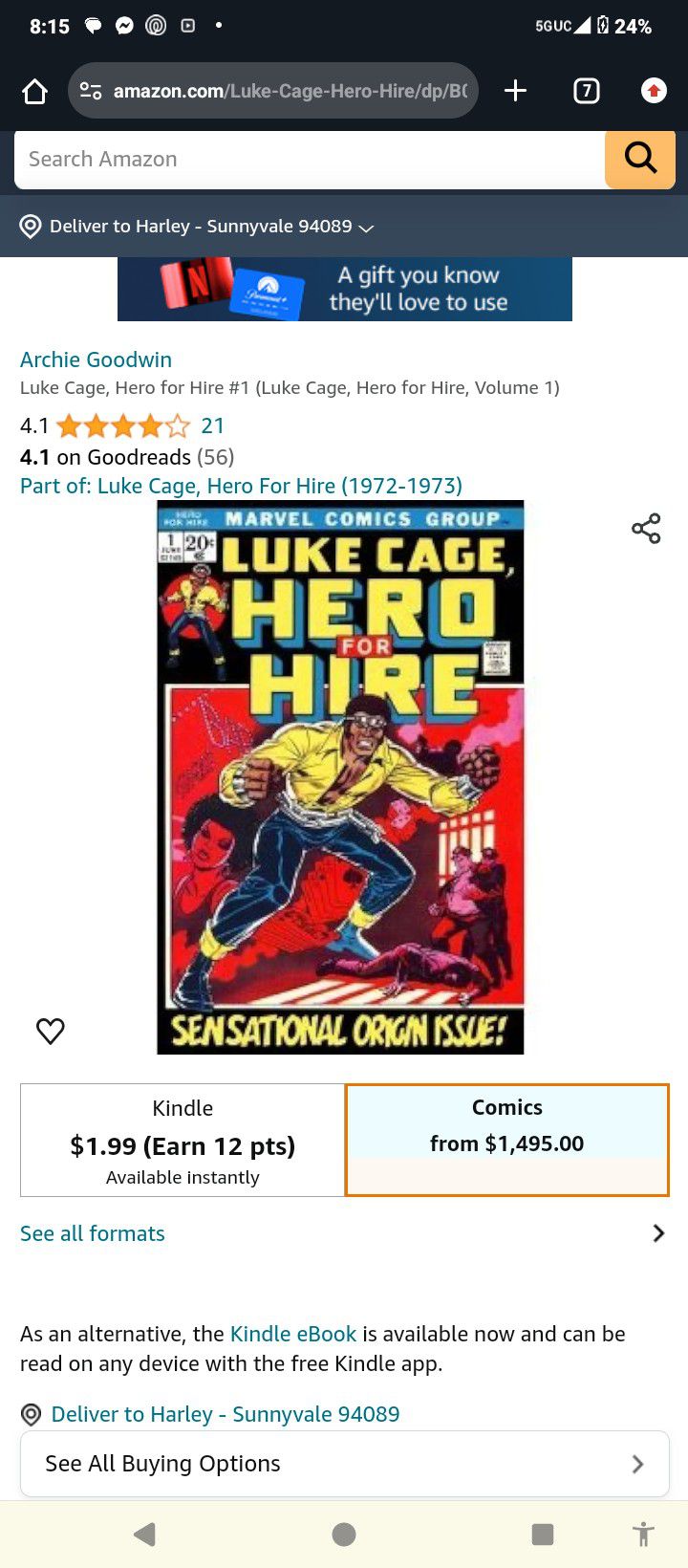 1972 Luke Cage Hero For Hire Comic Book