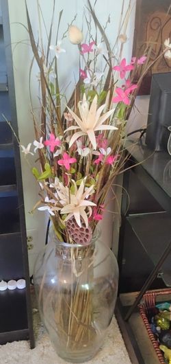 Fake floral arrangement Glass jar