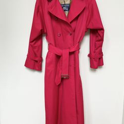 Red Burberry Extra Long Trench Coat With Removable Wool Liner