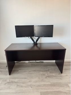 Office Desk + Dual ViewSonic Monitors + Free Chair
