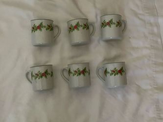 Christmas Mugs, Set Of 6