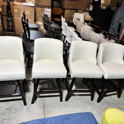 Set Of 4, Swivel Upholstered Counter Height Stools
