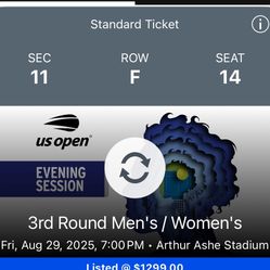 Us Open Tix Ashe Friday 8/29
