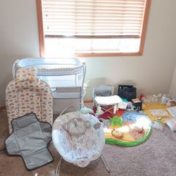 Large Baby Lot (Crib,bassinet,  Rocker, Chair,baby Bottles, Breast Pumps & More)!