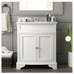 Home Decorators Collection Terryn 31 in. Single Sink White Bath Vanity with White Cultured Marble Top (Assemble 
