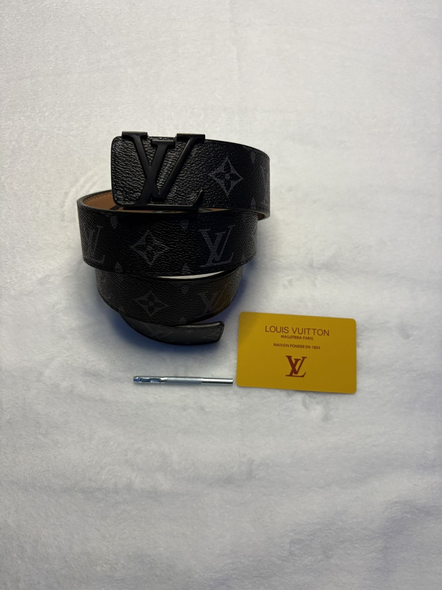 Black Flower With Black Buckle Louis Vuitton Belt Men Size 42