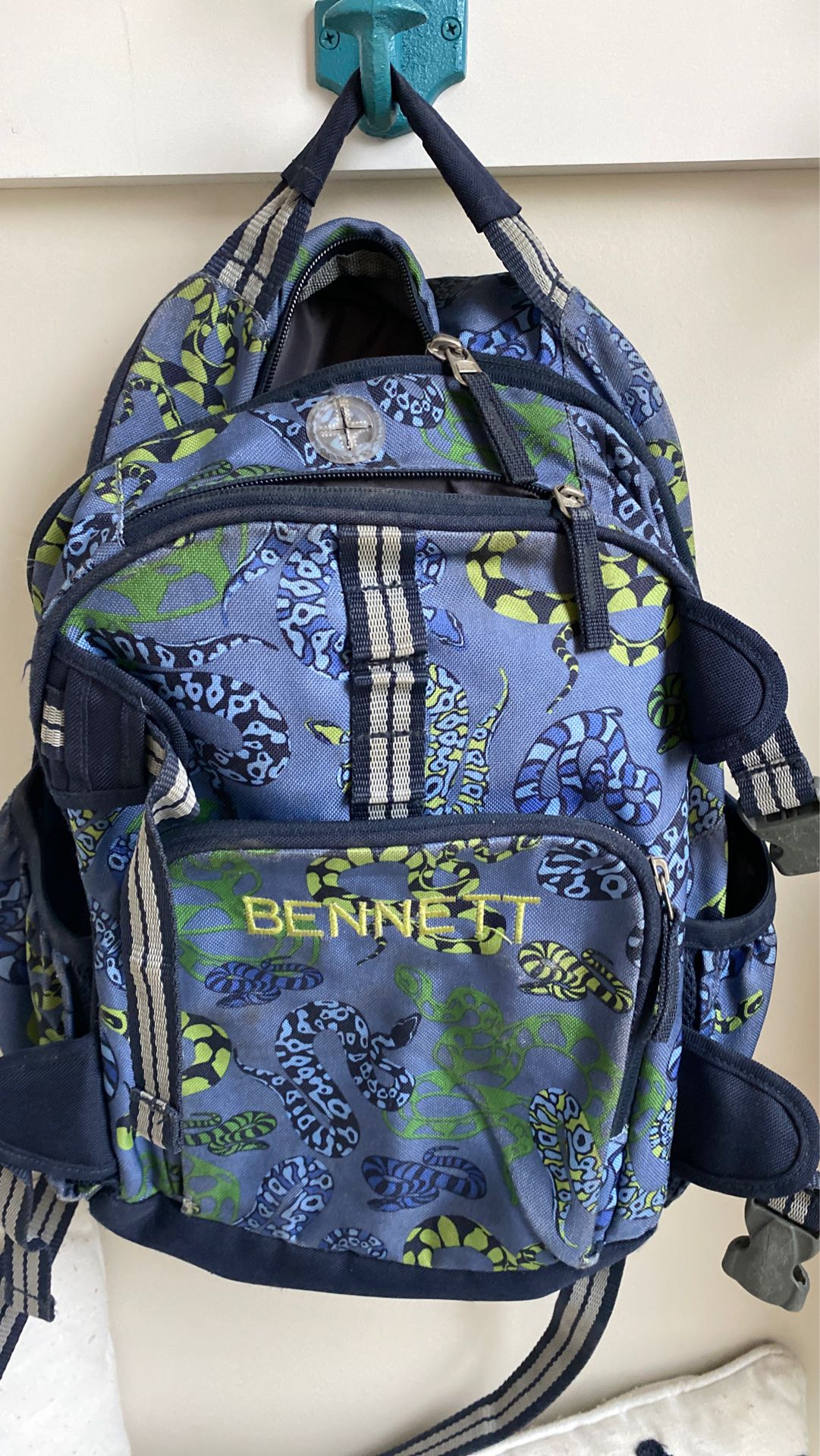 Pottery Barn youth backpack with snakes - BENNETT