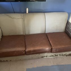 Leather Sofa w/ Pullout Mattress 