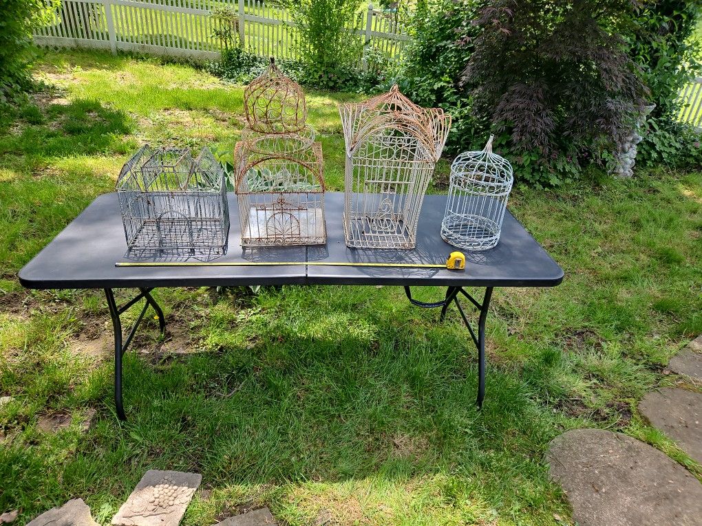 4 Old Metal Bird Cages