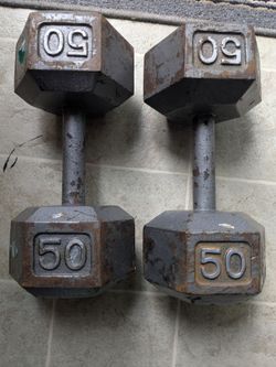 Iron cast dumbbells 2x50 lbs.