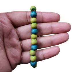 Vintage Blue Green Wooden Beaded Bracelet