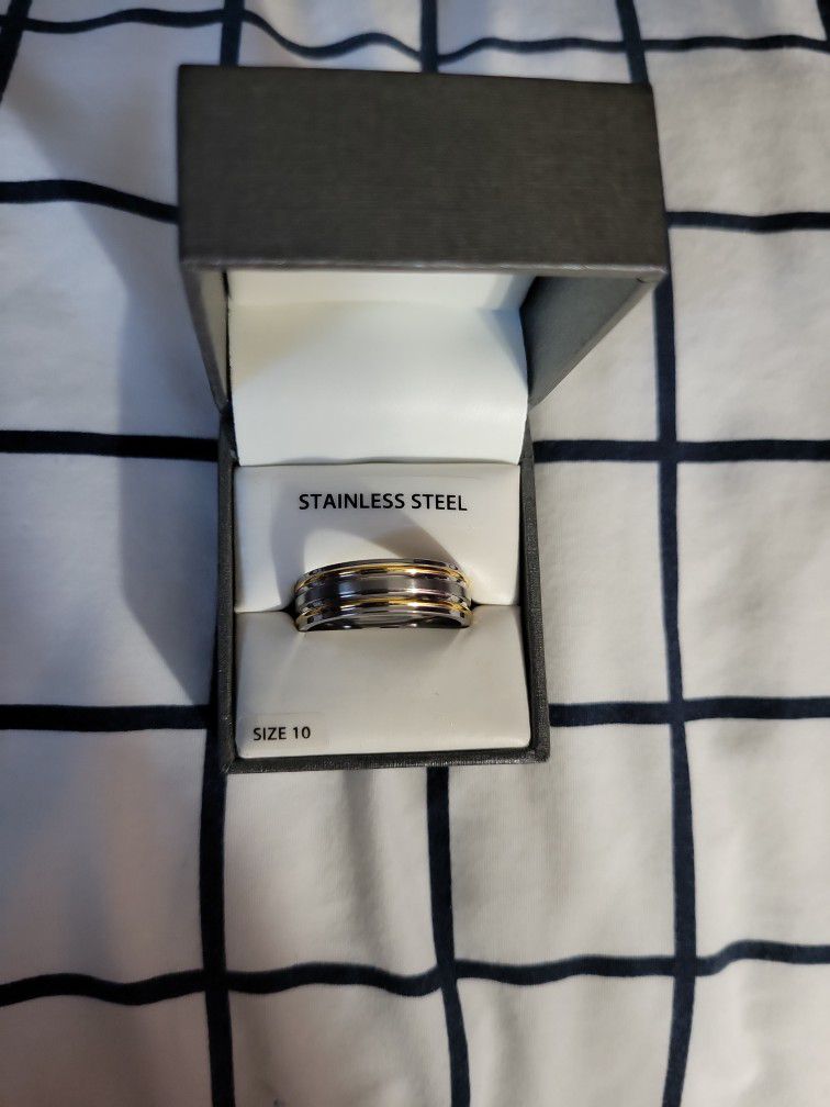 Stainless Steel Size 10 Wedding Band Comfort Fit Or Thumb Ring