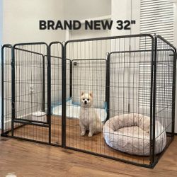 New 32" Tall Heavy Duty 8 Panel Dog Playpen with Door. 20.25 Sqft Shapable Indoor Outdoor Dog Play Yard Portable Dog Cage 18ft Long Pet Fence