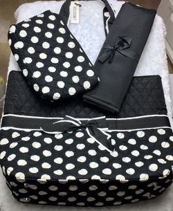 3 Piece Quilted Diaper Bag with Changing Pad & Cosmetic Bag