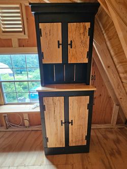 One of a kind customer made spalted maple hutch