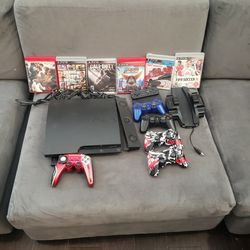 Ps3 Console.  W/6 Games , Controllers, 