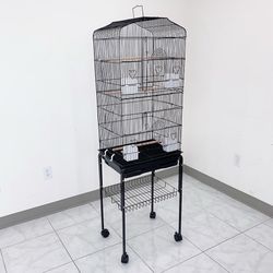 (NEW) $60 Small to Medium Bird Cage 60” Tall Parrot Parakeet Cockatiel Bird Cage 18x14x60” Rolling Stand