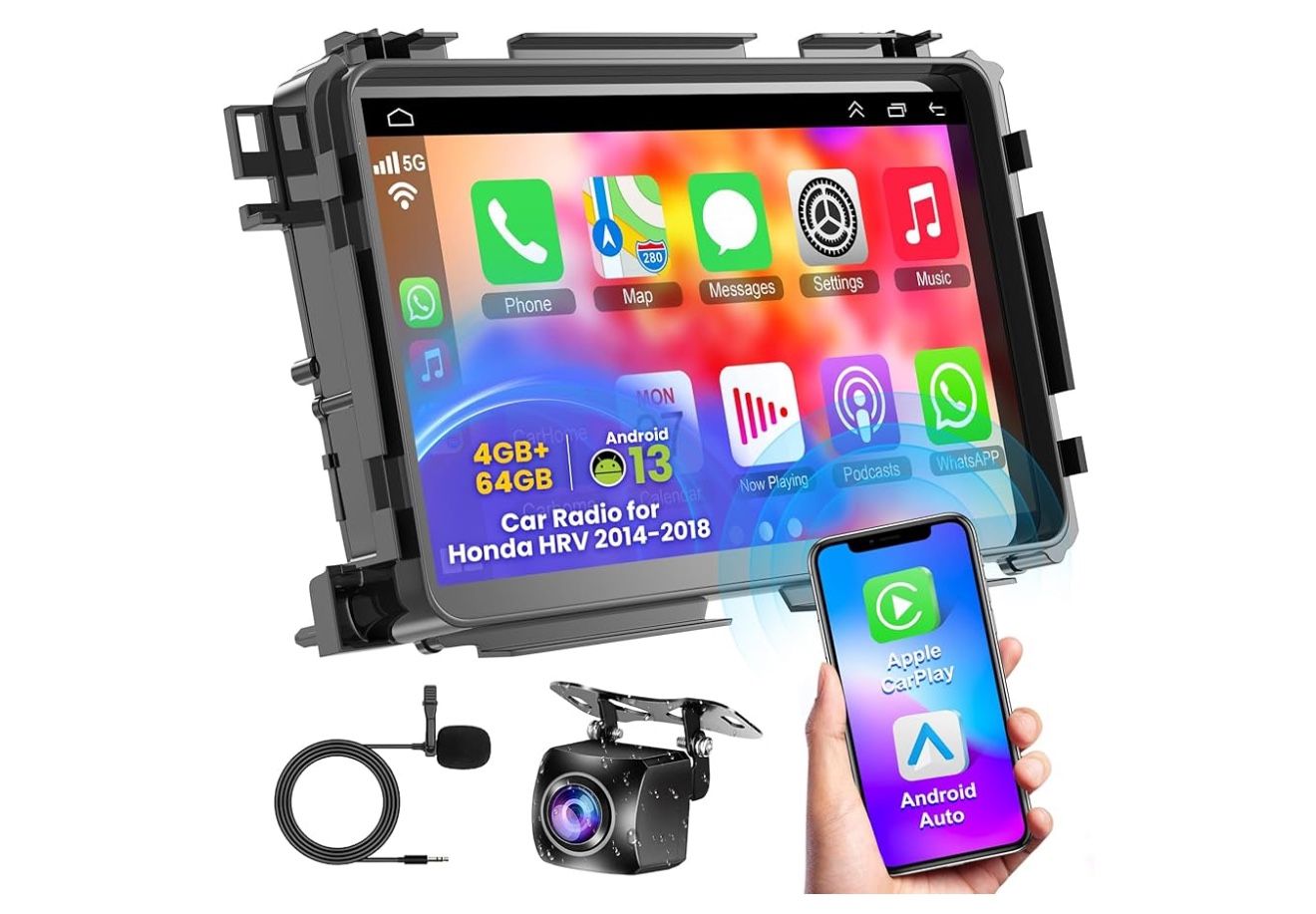 Android 13 Car Stereo for Honda Vezel HRV 2014 2015 2016 2017 2018 with Wireless Carplay & Android Auto, 5G WiFi, 9" 1080P Touch Screen GPS Navi Head
