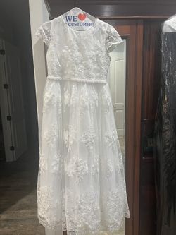 Junior/ Tween White FancyLace Special Occasion Dress Size 14 Chantilly Place Brand