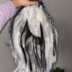 Black & White Braided Wig – Two-toned black and white synthetic wig with braided details