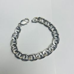 Heavy 14k White Gold Mariner Link Bracelet 8.25in Long 36.1g