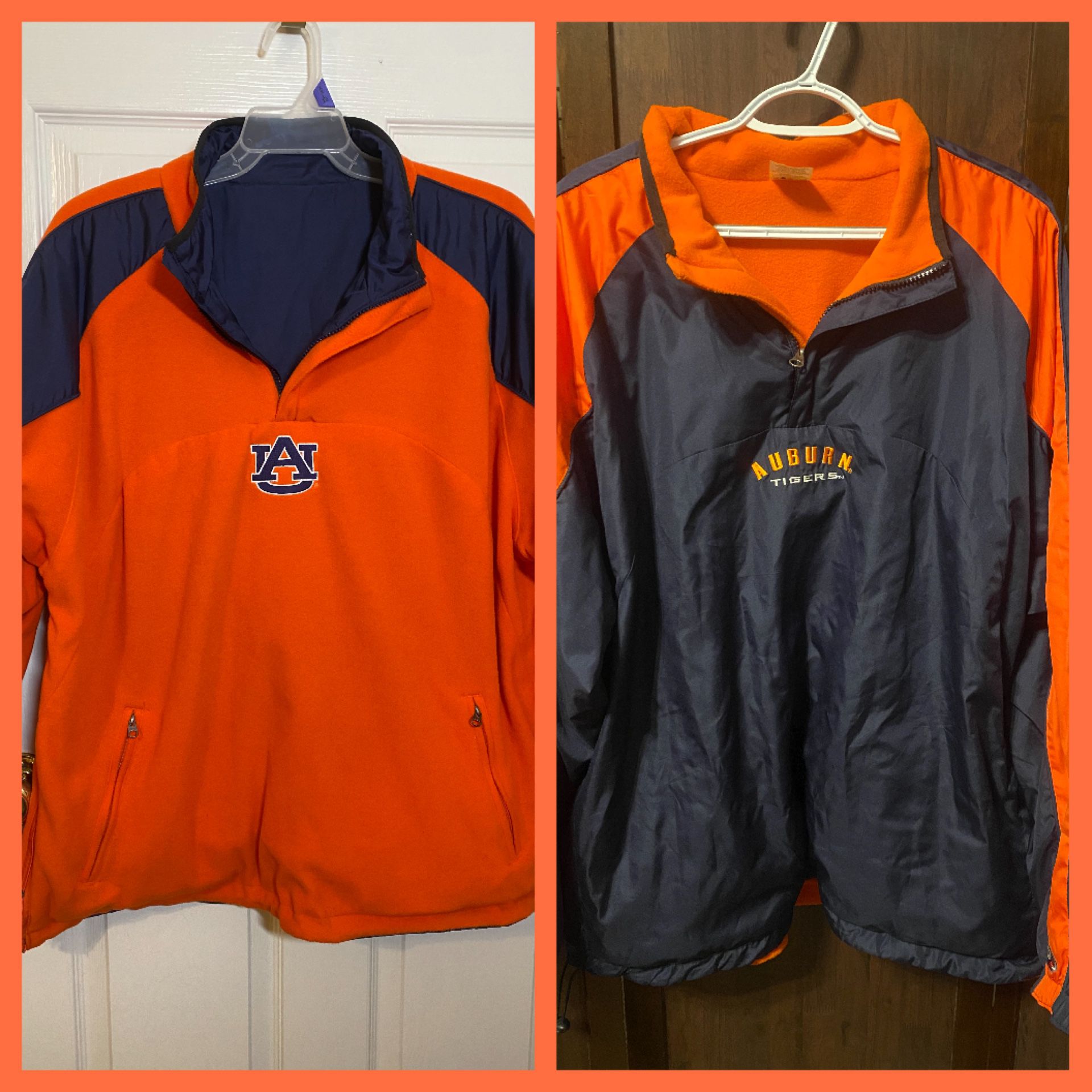 Auburn University Football Apparel Reversible Men’s Large Windbreaker Fleece Pullover 1/4 Zip 