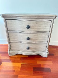 3-Drawer Accent Chest / Nightstand – Distressed Greige Wood Finish