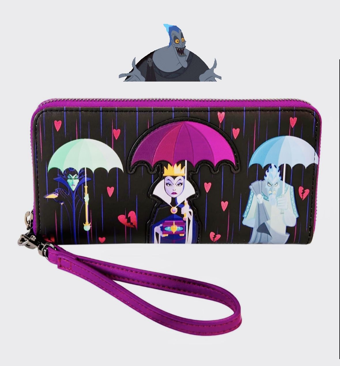 Disney Villains Curse Your Hearts Zip Around Wristlet Wallet