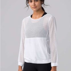 Lululemon Athletica White Mesh Pullover with kangaroo pouch 