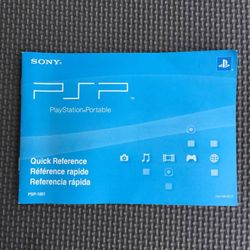 Sony Playstation Portable PSP Quick Reference Booklet