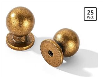 (Brand New in Box) 
khtumeware 25 Pack 1 Inch (25mm) Diameter Round Solid Vintage Antique Brass Finish Kitchen Cabinet Knobs,Ball Cabinet knobs. /A4-C