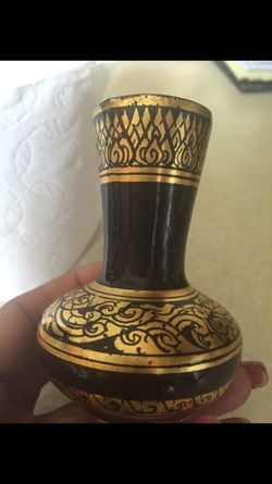 Vintage Lacquer on Wood small vase