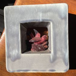 Vintage McCoy Arcature Frame Vase/Planter Gray Burgundy Bird 1950’s Hummingbird