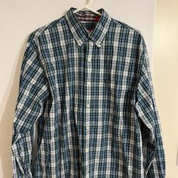 IZOD Men’s Heritage Tartan Plaid Shirt Medium Button Up Lon Sleeve