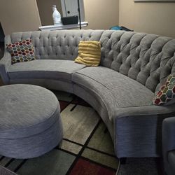 Grey Couch & Ottomam