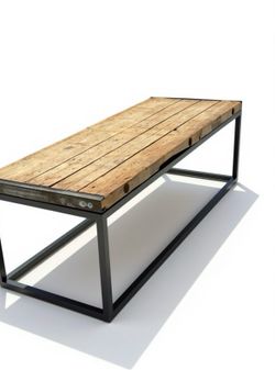 Unique Rustic coffee table with lmetal base and reclaimed wood