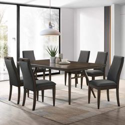 MID CENTURY MODERN FLAIR 7 PIECE DINING ROOM TABLE SET CHAIRS - SILLAS COMEDOR MESA