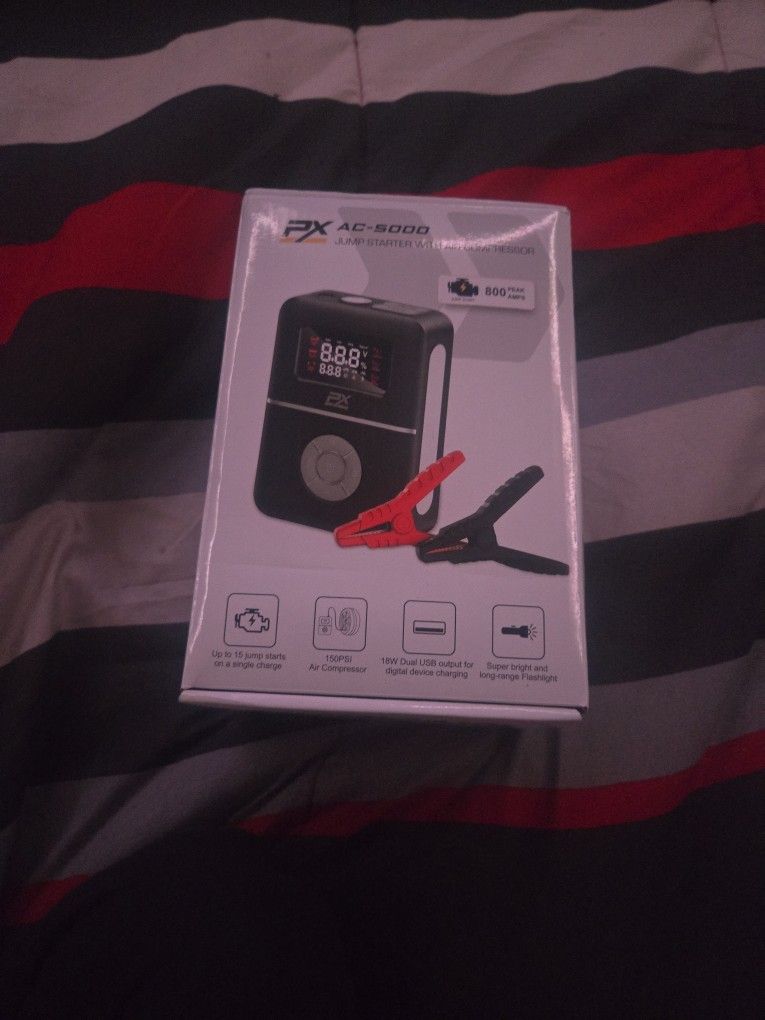 Pro Max Ac 5000 Portable Air Compressor And Jumpstarter With Portable Phone Charger