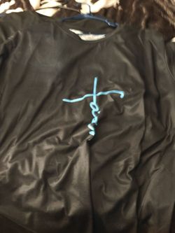 Black Shirt with Blue Script Graphic