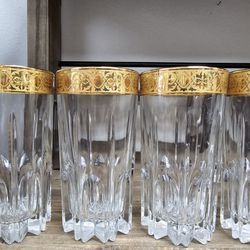 Interglass, ITALIAN glasses With Gold Border, Set Of 6